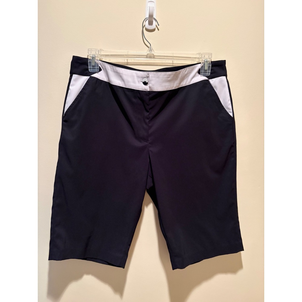 EP Pro Womens Golf Shorts Black White Contrast Trim Size 12 Stretch Bermuda